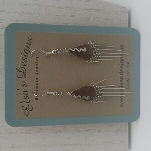 1766- Brown Natural Stone Women's Handmade Earrings NWT